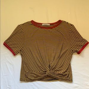 Yellow, navy, & red top